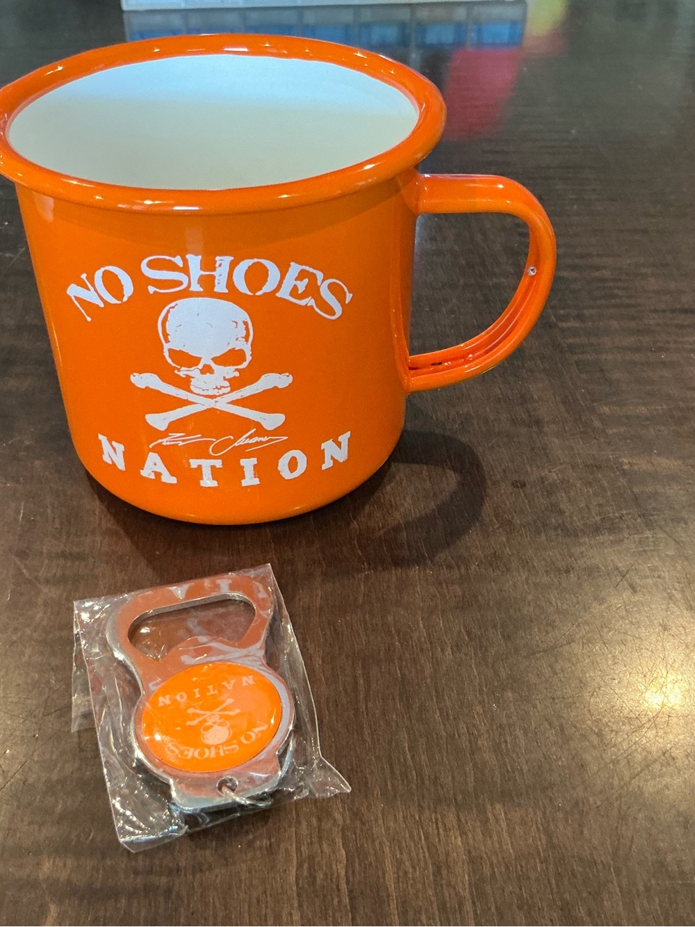 Kenny Chesney No Shoes Nation Orange Camp Mug & Bottle Opener Set